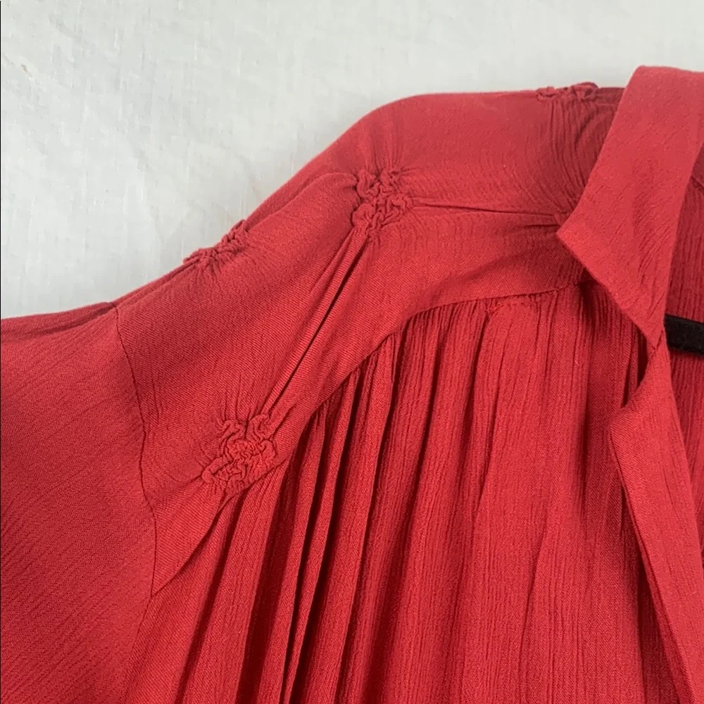 Free People Flowy Raspberry Red Women's Blouse - Picture 4 of 8